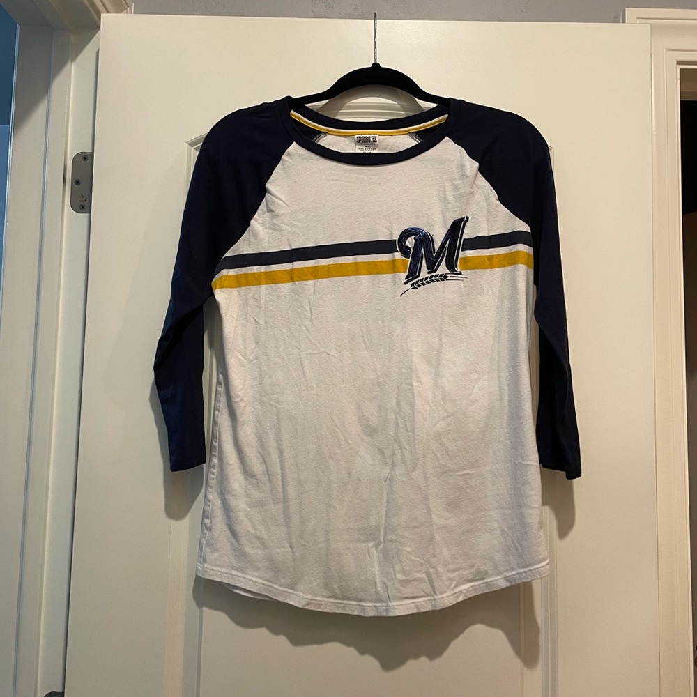 PINK Milwaukee Brewers 3/4 sleeve top